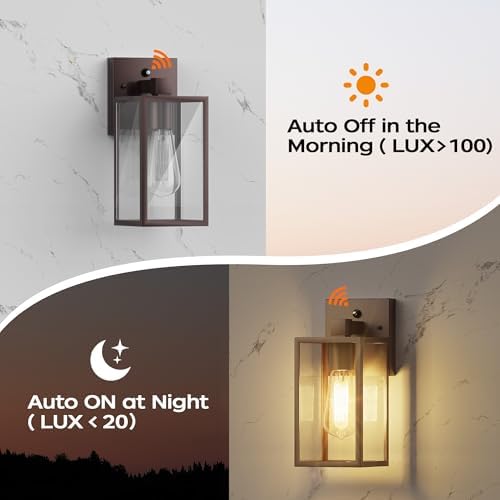 Dusk to Dawn Exterior Lighting Fixtures, Outdoor Porch Light Wall Sconce - Image 2