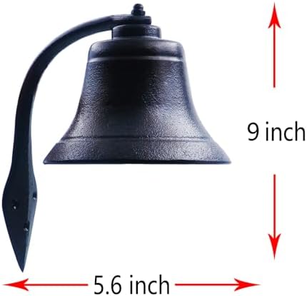 Hanging Bell Dinner Bell Outdoor Bell Bracket Mount Wall Bell Indoor Rope Bell Ship/Boat/Nautical/Door/School/Reception/Home/Church Bell (Pro-Black) - Image 2