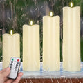 Rossesay 4 Pcs 8" 10" 12" 14" x 4" Flameless Candles, Ivory White, Classic by Rossesay