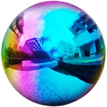 10 inch Stainless Steel Gazing Ball Rainbow Gazing Globe Mirror Reflective Garden Sphere Floating Pond Balls Gazing Ball Colorful and Shiny Home Outdoor Ornament - Image 2