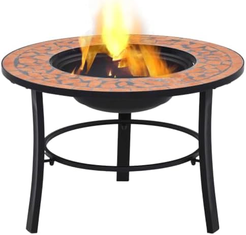 Mosaic Fire Pit - 26.8 in Ceramic Bowl for Patio & Garden - Image 4