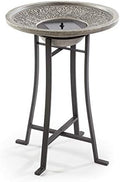 Smart Solar Perello IntelliSolar® Outdoor Solar-Powered Cement Birdbath Fountain with Remote, Bubbler, and 360-Degree Spray Topper, Distressed Cement Solar Birdbath, Gray by SmartSolar