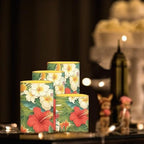 Flameless Candles with Remote Tropical Floral Leaves Battery Operated Candles with Timer Pack of 4 LED Pillar Tea Lights for Coastal Home Hotel Restaurant Decorations - Image 4