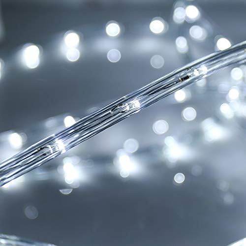 DINGFU 50ft 360 LED Waterproof Rope Lights, 110V Connectable Indoor Outdoor White Led Rope Lights for Outside, Deck, Patio, Pool, Camping, Bedroom Decor, Landscape Lighting and More (White) - Image 2