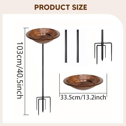Decorative Bird Bath Bowl, Iron Copper - Image 5