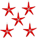 Stained Glass Red Starfish 3in Suncatcher Set of 5, Coastal Home Decor by DGEDistribution