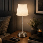 Rechargeable Cordless Table Lamp, Battery Operated Bedside Lamp, Silver by Litluzecozy