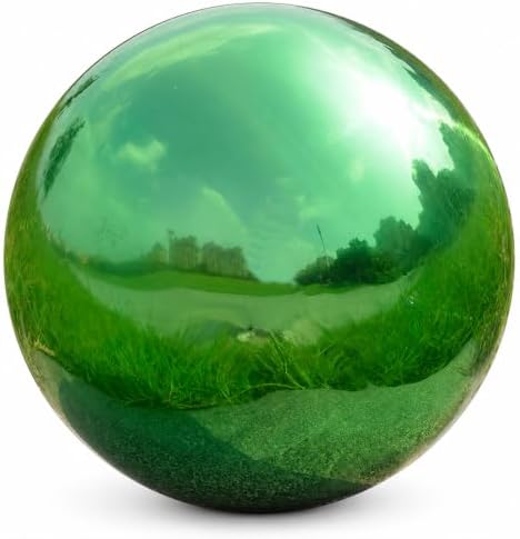Gazing Ball Garden Mirror Outdoor - 10 Inch Outside Decorative Globe, Green by Nerien