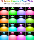 ZUCKEO LED Spot Lights Indoor RGBW Up Lights with Remote, 120V 10W Uplighting Indoor Spotlights Plug in, 4.92FT Code Accent Flood Light Christmas Color Changing Landscape Lighting with Switch (2Pack) - Image 3