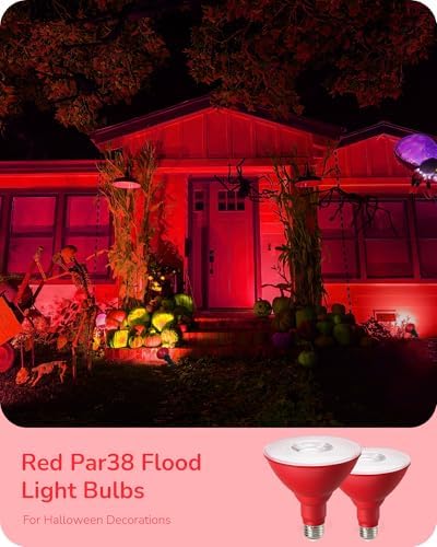 EDISHINE Dimmable Halloween Red PAR38 Flood LED Light Bulbs, 4 Pack - Image 2