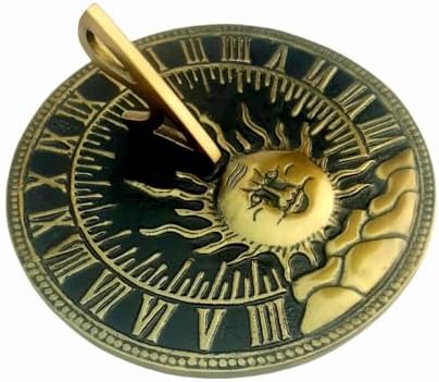 Solid Brass Garden Sundial - 10" Green Polished Brass Round Engraved Sundial - Plaque and Rooster Dial Round Patio Outdoor Compass Sundials for Yards, Home Decor, Sundial Gift, Couples - Image 3