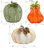 Fall Harvest Metal Pumpkin Garden Stakes, Set of 3, Orange White Green, Autumn Yard Decor - Image 2