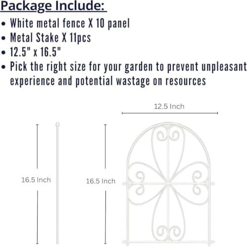 ShopLaLa Garden Fence (10 Panels) 12.5inx16.5in White Metal Wire Fencing - Image 2