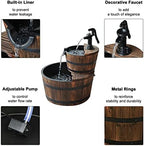 Wood Barrel with Pump Outdoor Water Fountain - Medium Garden Water Fountain - Image 2