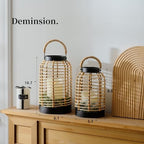 Handwoven Rattan Lantern Set, Straw Handle, Boho Style, Patio Lanterns. - Image 2