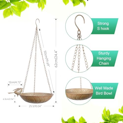 2 Pack Hanging Bird Bath Feeder for Outside, Metal Birdbaths & Birdfeeder - Image 5