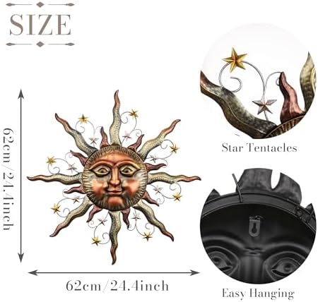 TERESA'S COLLECTIONS Bronze Sun Metal Wall Art, 25 Inch - Image 6