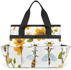 Garden Tool Bag Flying Bees Daisies Honey Garden Tool Storage Bag with Pockets Handle Portable Garden Tote Bags for Indoor Outdoor Gardening by Gublec