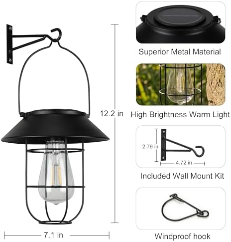 Solar Lanterns Outdoor Waterproof,2 Pack Hanging Solar Lights - Image 4