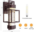 Modern Outdoor Light Fixture Dusk to Dawn Outdoor Lighting, 15" H Exterior Wall Sconce Waterproof Porch Light, Outside Light for House with Water Glass for Garage Doorway, Oil Rubbed Bronze - Image 3