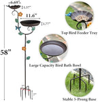 Free Standing Bird Baths for Outdoors, 58" H Decorative Bird Bath Feeder Combo with Metal Stake, Upgraded 5 Spikes Detachable Antique Birdbaths for Garden Patio Yard Lawn (Butterfly) - Image 4