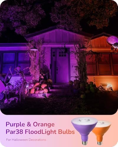 EDISHINE Halloween PAR38 LED Flood Purple&Orange Light Bulbs Dimmable 4Pack - Image 3