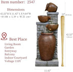 42.52" Outdoor Garden Water Fountain with Lights, 4 Tiers Water Feature - Image 2