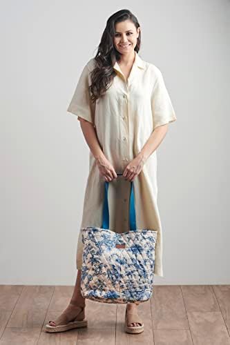 Maison d' Hermine Shopping Bags Cotton Quilted Tote Bag with Zipper Pockets - Image 3