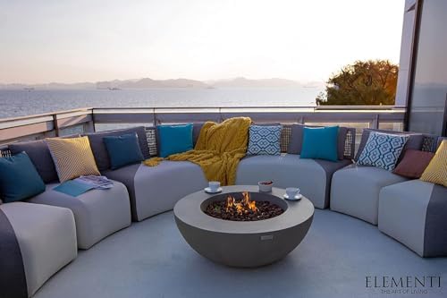 Elementi Lunar Bowl Cast Concrete Fire Table, Outdoor Fire Pit Fire TablePatio Furniture, Light Gray (Natural Gas) - Image 7