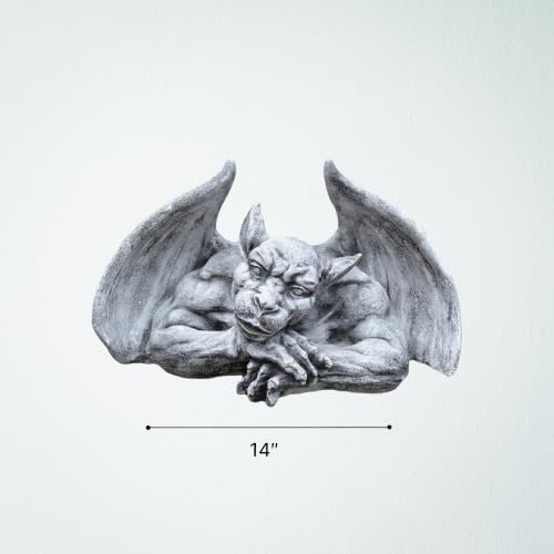 OLOMA Gothic Resting Gargoyle Concrete Garden Statue Winged Demon Fantasy Sculpture Outdoor Garden Yard Patio Graveyard Halloween Decor Weather Proof Accent Decor - Image 6