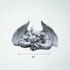 OLOMA Gothic Resting Gargoyle Concrete Garden Statue Winged Demon Fantasy Sculpture Outdoor Garden Yard Patio Graveyard Halloween Decor Weather Proof Accent Decor - Image 6