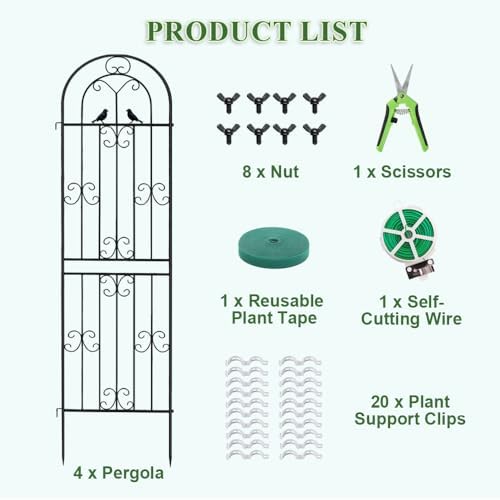 Metal Garden Trellis, 86.7" H x 19.7" W Black Coated Wire Lattice Panel, Sturdy Plant Support for Climbing Roses Vines Cucumbers Vegetables Outdoor Patio Yard (4 Packs) - Image 4