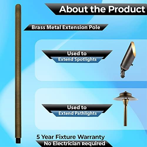 Brass Landscape Lighting Extension Riser - Make Spotlights and Pathway Outdoor Lights Taller, Lamp Rod for Landscape Accent Lights (24") - Image 2