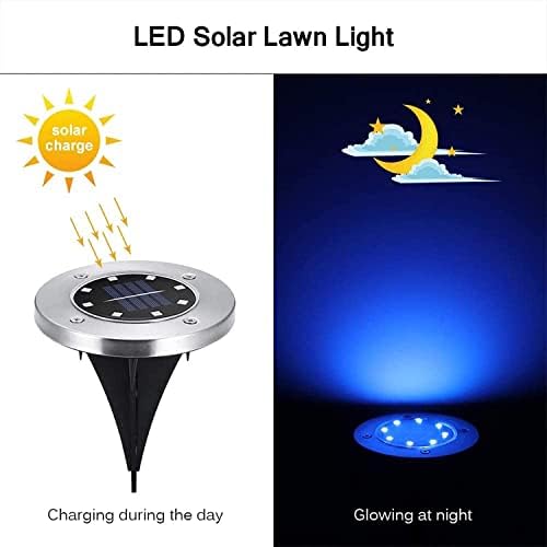 OurLeeme Solar Outdoor Lights Solar Powered Disk Lights 4 Pcs Solar Lights Outdoor Waterproof Solar Ground Lights 8 LED Solar Garden Lights Color Changing Landscape Lighting Pathway Lights - Image 4