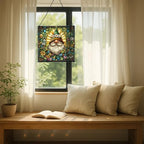 Daisy Crown Gnome Stained Glass Suncatcher – Square Hanging Window Panel for Home or Greenhouse – Whimsical Glass Art Gift for Garden Lovers, Christmas, Halloween, Father Days gdSmuZ - Image 7