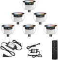 FVTLED LED Deck Lights Kit, 6pcs Φ1.22 WiFi Smart Phone Control Low Voltage Recessed RGBW Deck Lighting Waterproof Outdoor Yard Path Stair Decor, Black by FVTLED