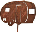 Hobby and Leisure Style Rustic or Powder Coated Metal Garden Stake or Stand (Small RV Teardrop Camper 21" Tall Including Stake, Naturally Rusted) by Handmade