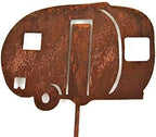 Hobby and Leisure Style Rustic or Powder Coated Metal Garden Stake or Stand (Small RV Teardrop Camper 21" Tall Including Stake, Naturally Rusted) by Handmade