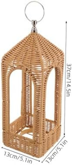Handwoven Simulated Rattan Lantern with Hanging Design, Coffee PE - Image 2