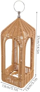 Handwoven Simulated Rattan Lantern with Hanging Design, Coffee PE - Image 2