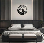 Zen Garden Blossom Pagoda Metal Wall Art WallArt Decor Metal Outdoor Decor Metal Signs Modern Minimalist Aesthetic Artwork Elegant Wall Decoration for Living Room Office Apartment (Black,16inch) - Image 4