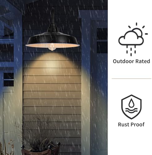 Solar Barn Lights Outdoor, 16 Inch Dome Wall Lights Solar Powered, Farmhouse Exterior Wall Sconce, Industrial Outside Light Fixtures, Rustic Lantern for Garage, Barn, Shed, RZSR020W-2 - Image 5
