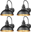 Casia Outdoor Farmhouse Barn Lights, Rustic Outdoor Wall Sconce, Exterior Wall Lights, Front Door Mounted Lighting Fixture,Weather Resistant Outside Lighting for Porch,Patio,Garage (Black, 4 Pack) by CASIA