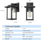 Outdoor Wall Light Modern Exterior Black Wall Mount Lanterns 2-Pack - Image 5