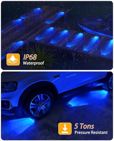 DetarZinLED Blue Solar Step Lights for Outside IP68 Waterproof Led 8 Pack - Image 3