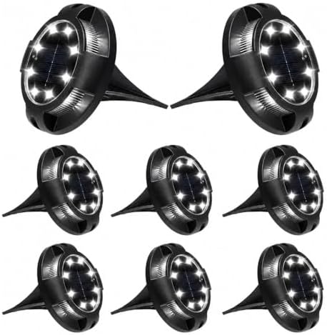 Ground Lights, 12LED Solar Power Disk Light Outdoor Garden(White Side-White) by Unknown