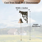 BestgiftEver Rustic Cast Iron Wall Bell, Embossed Cow Accent - Image 3