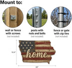 Iowa "Home" State Shape Sign — Vintage American Flag Wall Decor - Image 3