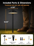 Gardenreet Solid Brass Low Voltage Hat-Top Path Light, Black, G4 2700K 4Pk - Image 3