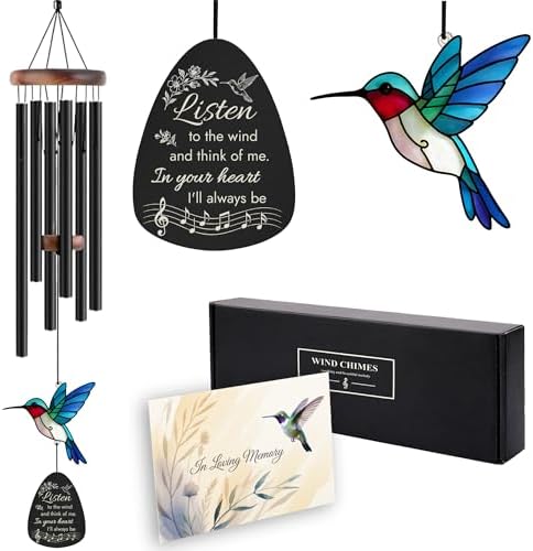 Sympathy Wind Chimes for Loss of Loved One with Hummingbird Suncatcher by Livinges